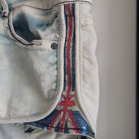 Vanilla Star by Delia's Light Denim Union Jack Shorts Juniors Size 11 - Picture 9 of 15